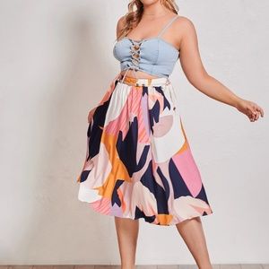 NWOT SHEIN Curve Colorblock Skirt